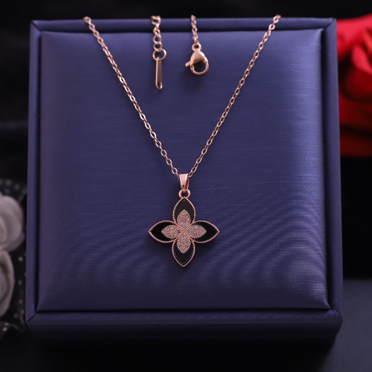 Black Jade Princess Flower Necklaces