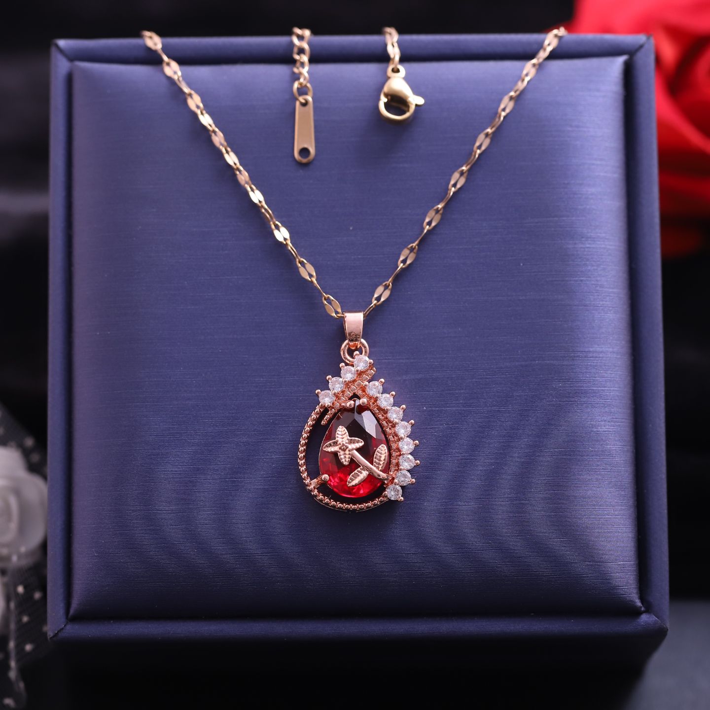 Rose Gold Red Necklace