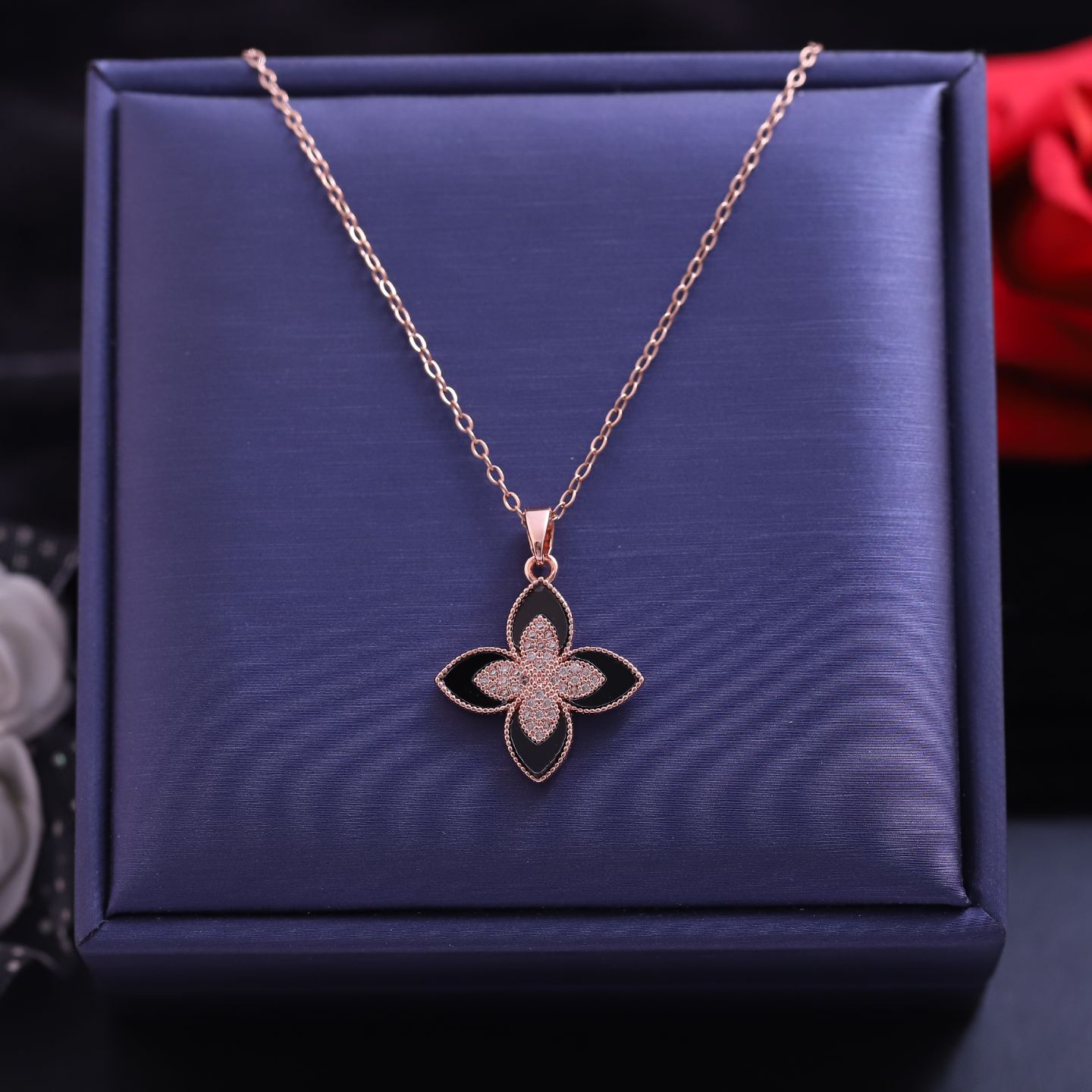 Black Jade Princess Flower Necklaces