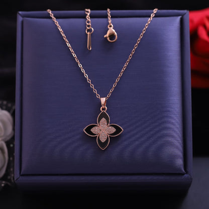 Black Jade Princess Flower Necklaces