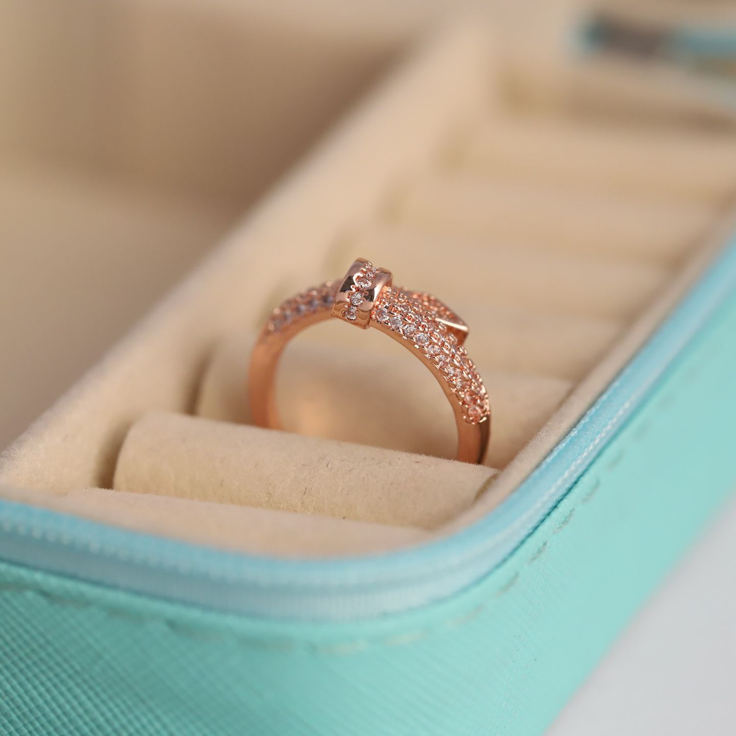 Rose gold partywear diamond ring