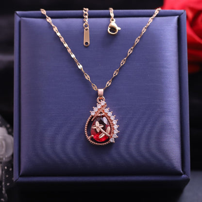 Rose Gold Red Necklace