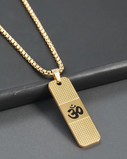 22K Gold Plated OM Pendant With Chain [ New Design ]