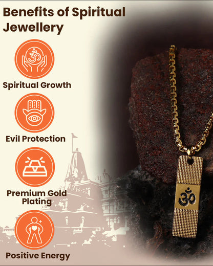 22K Gold Plated OM Pendant With Chain [ New Design ]