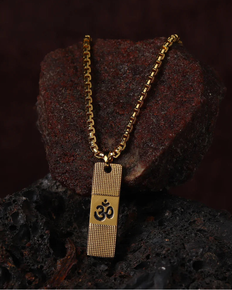 22K Gold Plated OM Pendant With Chain [ New Design ]