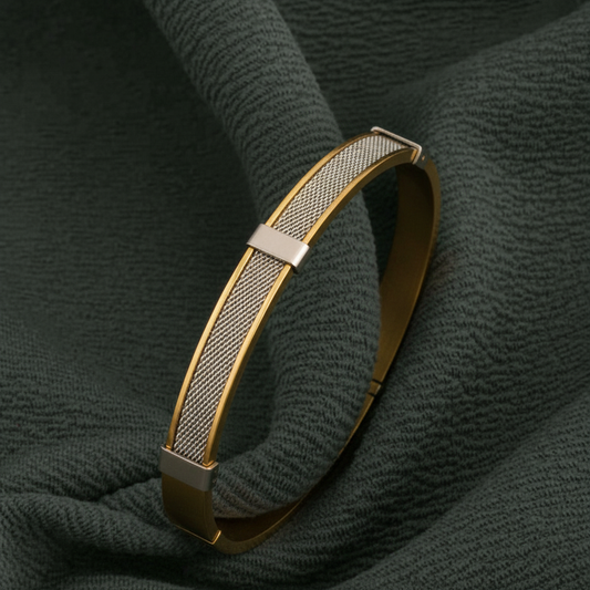 Gold & Silver Mesh Bracelet [Kada] for Men