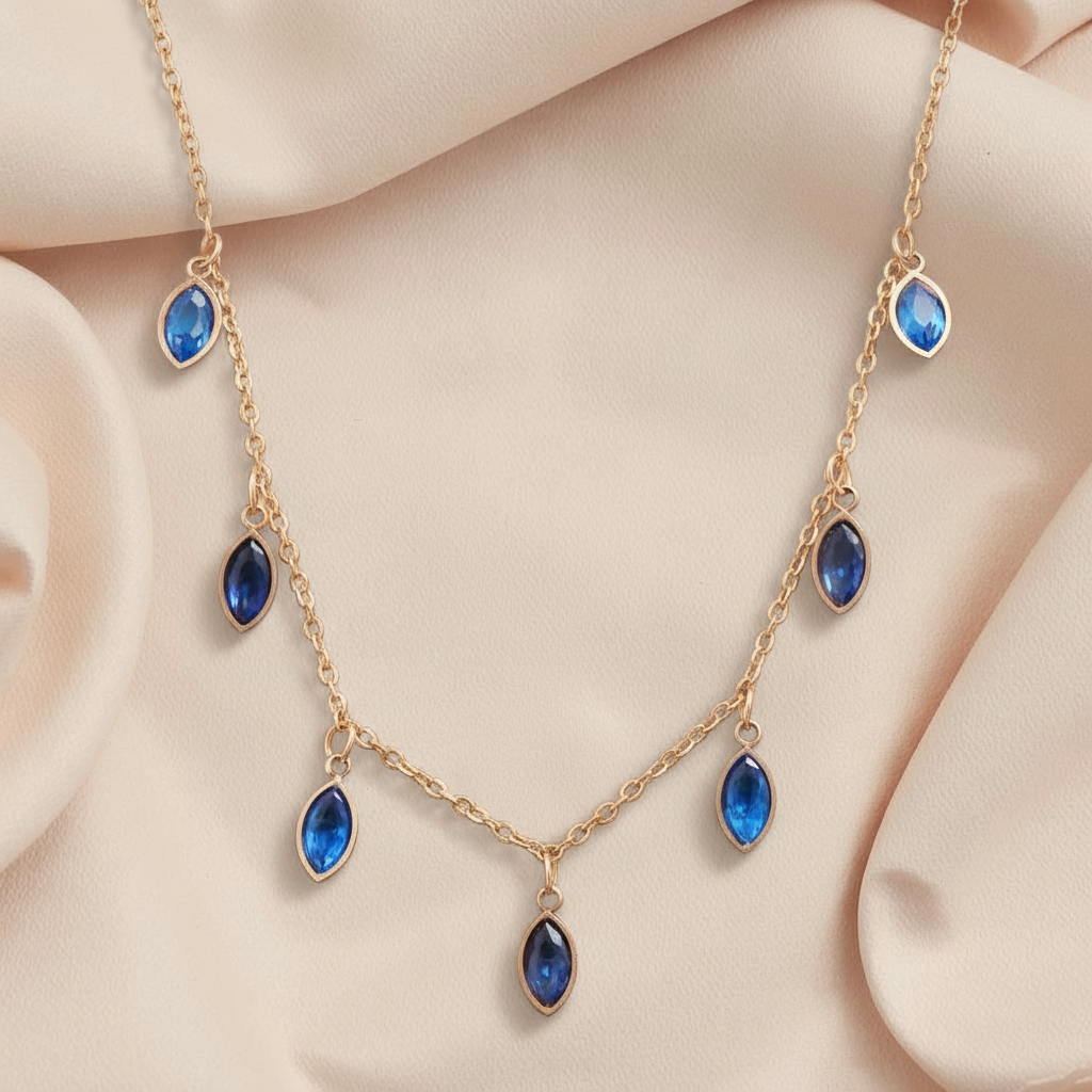 Azure Drop Charm Necklace