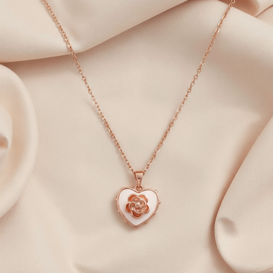 Flower in Heart Necklace