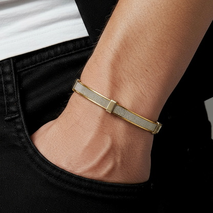 Gold & Silver Mesh Bracelet [Kada] for Men