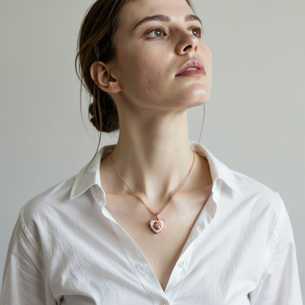 Flower in Heart Necklace