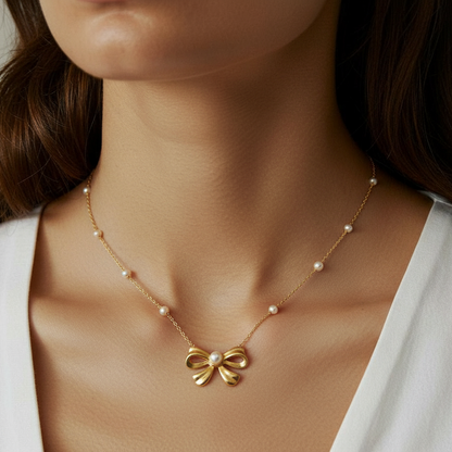 Bow Pearl Chain Pendant