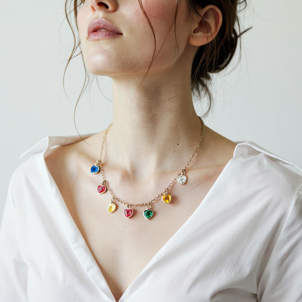 Rainbow Heart Tanmaniya Necklace