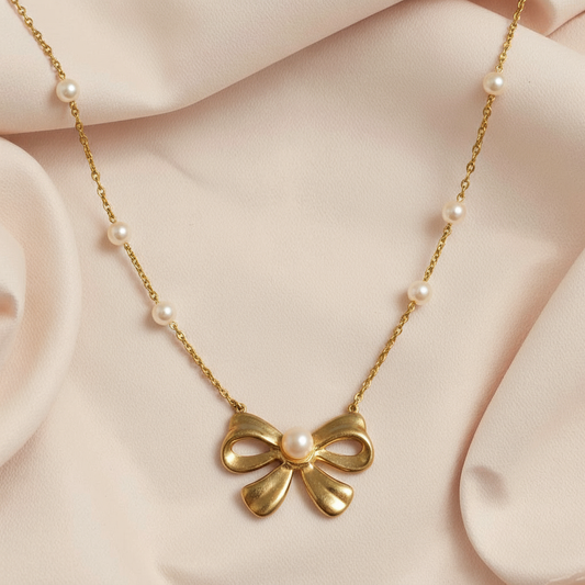 Bow Pearl Chain Pendant