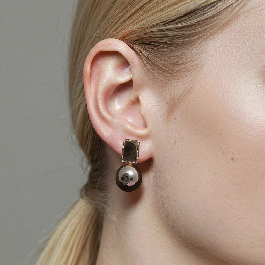 Fancy Earrings With Beautiful Black Pearl