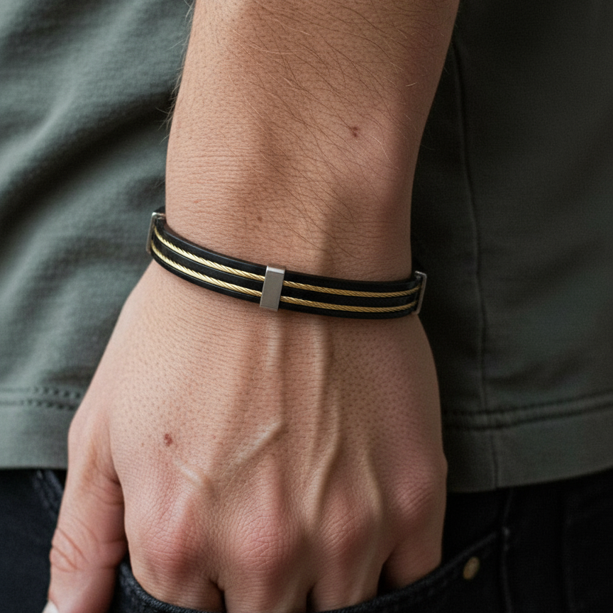 Black Leo Men's Bracelet [Kada] for Men