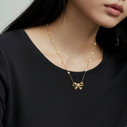 Bow Pearl Chain Pendant