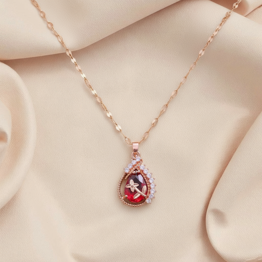Rose Gold Red Necklace