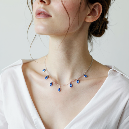 Azure Drop Charm Necklace