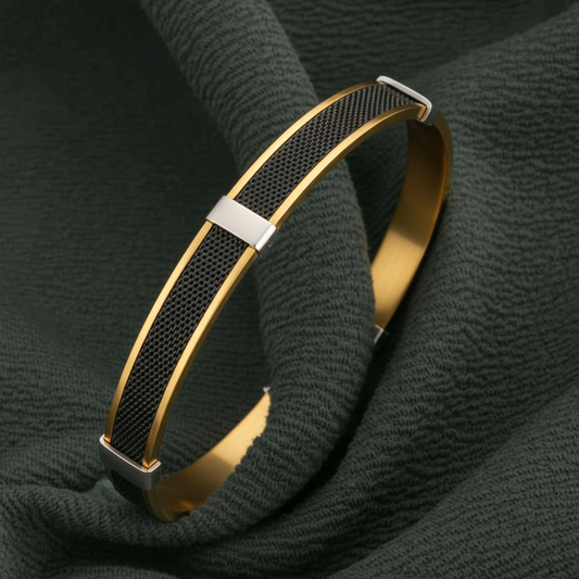 Enigma Black Core Gold Plated Bracelet [Kada] For Men
