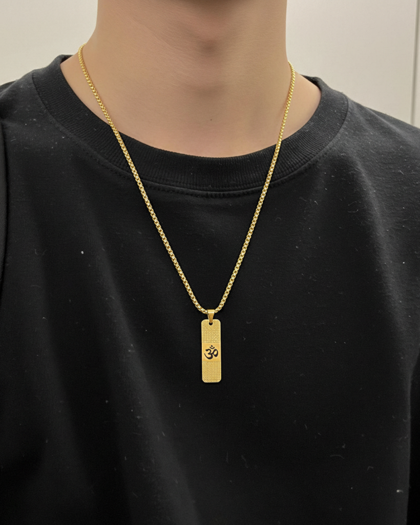 22K Gold Plated OM Pendant With Chain [ New Design ]