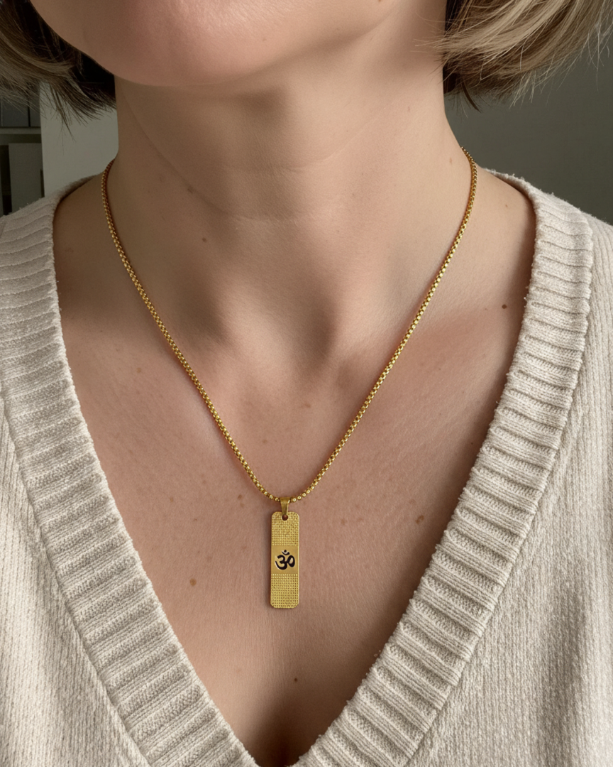 22K Gold Plated OM Pendant With Chain [ New Design ]